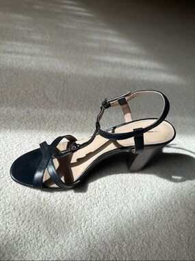 J. Crew Black Strappy Block Heel Sandals